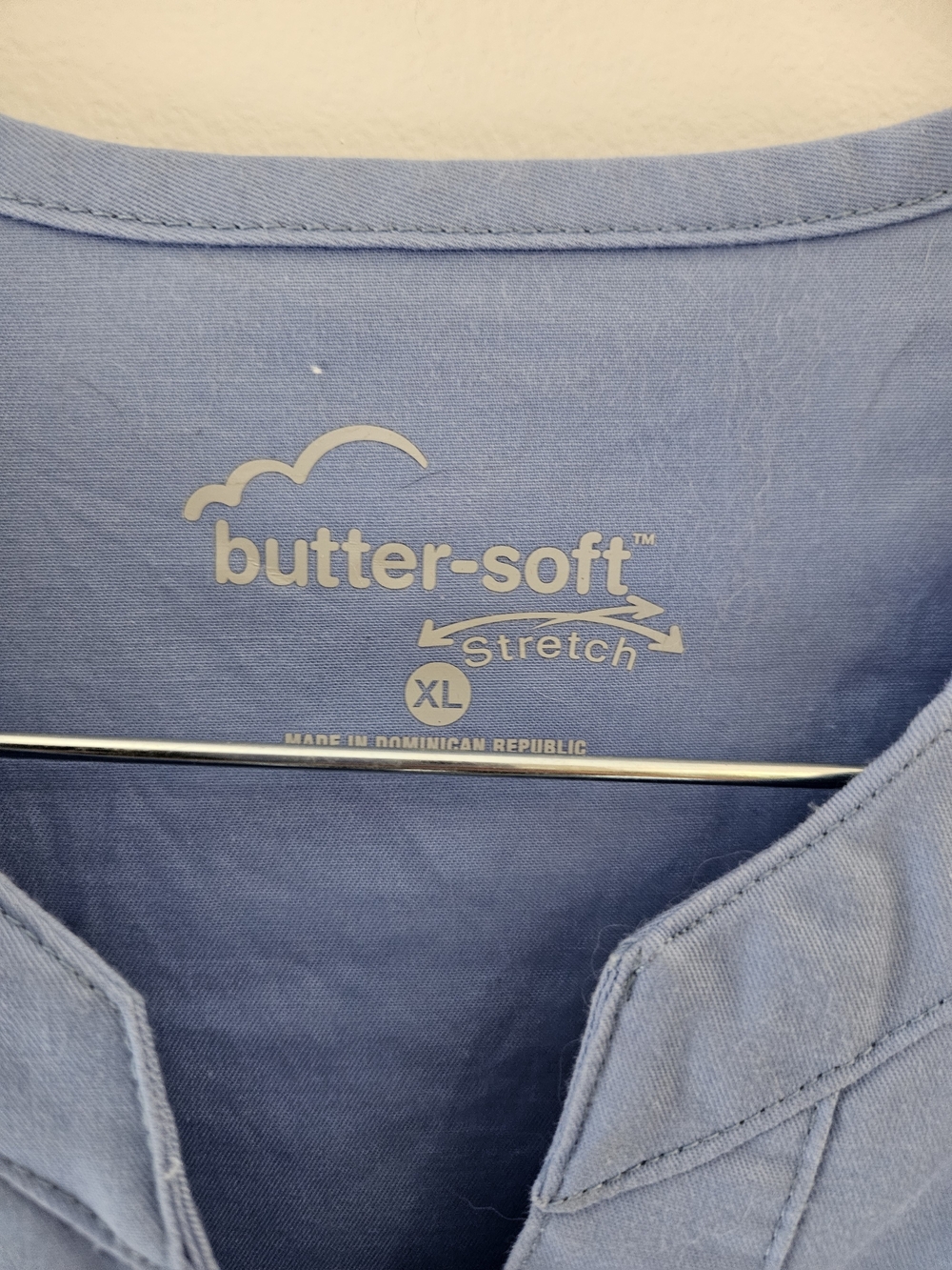 Butter light blue Butter-Soft Henley Scrub Top - Picture 2 of 7